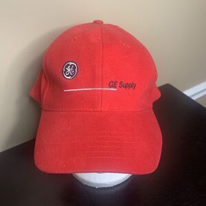 GE General Electric Red Trucker Ball Cap Hat Snapback Baseball Adult